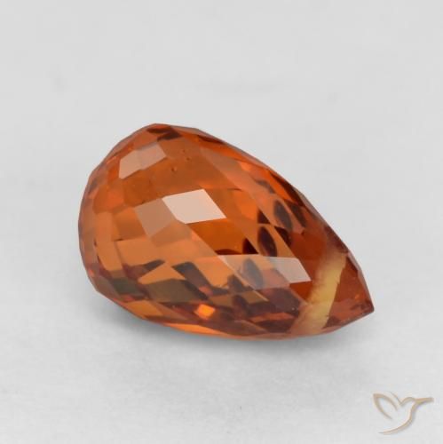 1.23 ct Orange Spessartite Garnet Gemstone, Spessartite Garnet Gem in Briolette with Hole Shape for Sale.