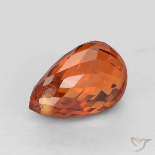 1.23 ct Orange Spessartite Garnet Stone, Natural Spessartite Garnet in Briolette with Hole Shape for Sale