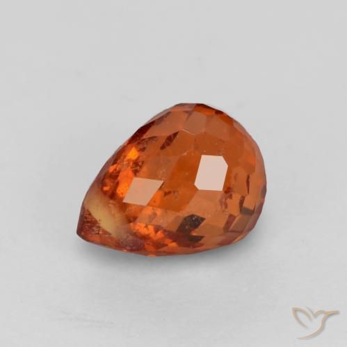 0.97 ct Red Spessartite Garnet Stone, Natural Spessartite Garnet in Briolette with Hole Shape for Sale