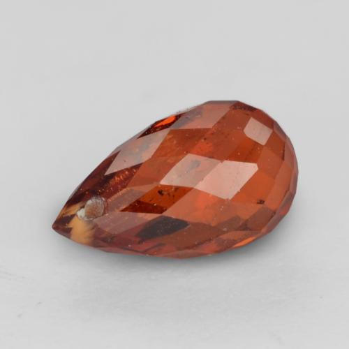1.23 ct Red Spessartite Garnet Stone, Natural Spessartite Garnet in Briolette with Hole Shape for Sale