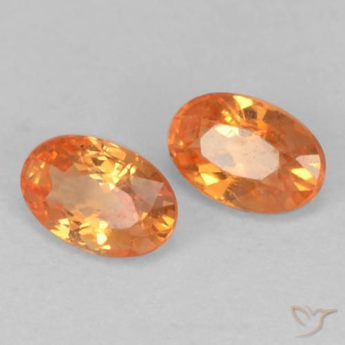 0.69 ctw Orange Spessartite Garnet Stones, Natural Spessartite Garnet in Oval Facet Shape for Sale