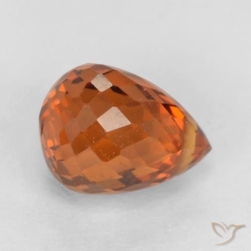 1.29 ct Orange Spessartite Garnet Stone, Natural Spessartite Garnet in Briolette with Hole Shape for Sale