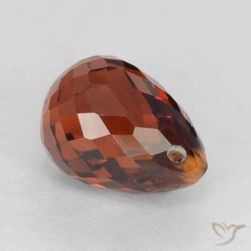 Fire Red Granato spessartite Gem - 1.7ct Taglio briolette con foro (ID: 536954)