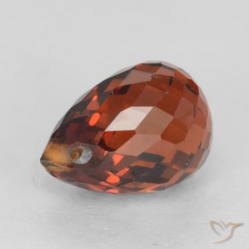 1.65 ct Red Spessartite Garnet Stone, Natural Spessartite Garnet in Briolette with Hole Shape for Sale