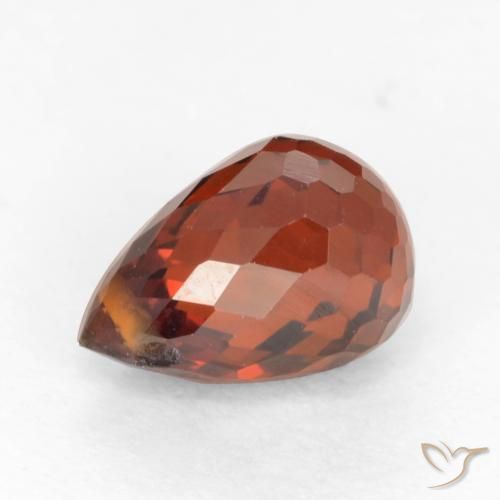 1.36 ct Red Spessartite Garnet Stone, Natural Spessartite Garnet in Briolette with Hole Shape for Sale
