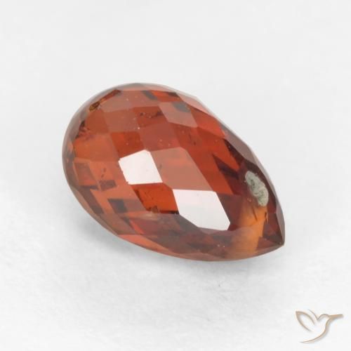 Grenat Spessartite Rouge briolette with hole du Mozambique, 7,2x4,7 mm, poids de 1,51 ct, pierre gemme naturelle Non traité de pureté VS, 1 pièce Grenat Spessartite, couleur Rouge feu, dureté Mohs de 6.5 à 7.5 convient aux bijoux de tous les jours, pierre de sagesse, Photo A