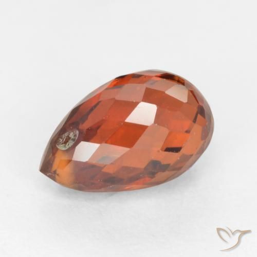 1.51 ct Red Spessartite Garnet Stone, Natural Spessartite Garnet in Briolette with Hole Shape for Sale