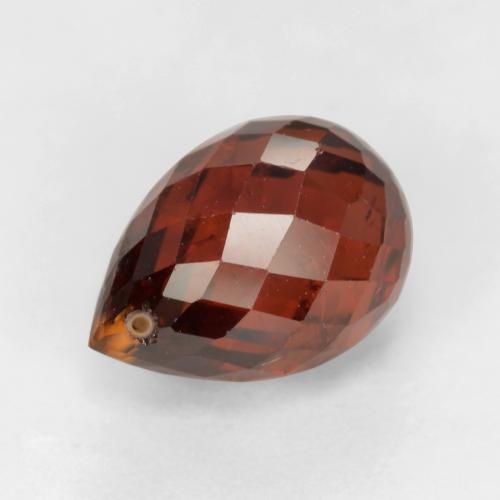 Dark Orange Red Spessartite Garnet Gem - 4ct Briolette with Hole (ID: 536957)