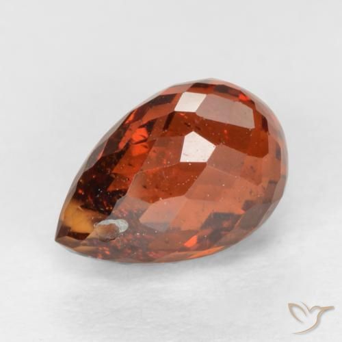 1.78 ct Red Spessartite Garnet, 7.5 mm Briolette From Mozambique, Photo A
