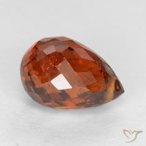 1.78 ct Red Spessartite Garnet Stone, Natural Spessartite Garnet in Briolette with Hole Shape for Sale