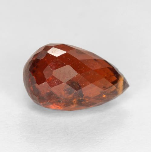 2.89 ct Red Spessartite Garnet Stone, Natural Spessartite Garnet in Briolette with Hole Shape for Sale