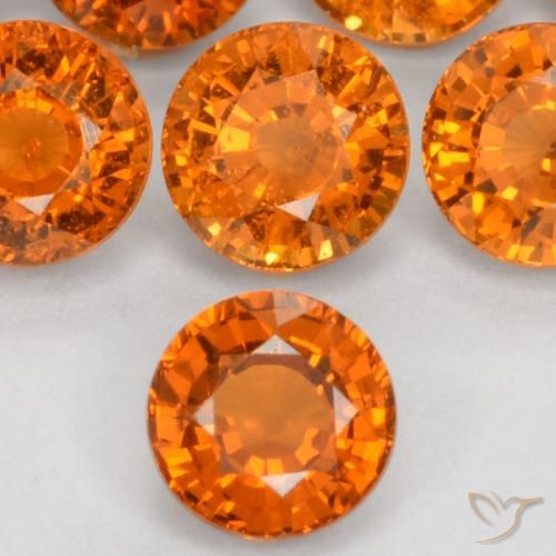 0.51ct Natural Medium Orange Spessartite Garnet, Round, VS