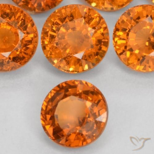 10.14 ctw Orange Spessartite Garnet Stones, Natural Spessartite Garnet in Round Facet Shape for Sale
