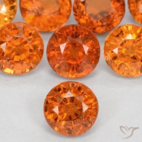 3.7mm Round Facet Deep Orange Spessartite Garnet - Weight avg. 0.29ct each, 3.7mm Spessartite Garnet selling By Piece, Color: Deep Orange, Clarity: VS, Natural untreated Gemstone, Mohs Hardness 6.5 - 7.5 suitable for daily wear jewelry, Photo A