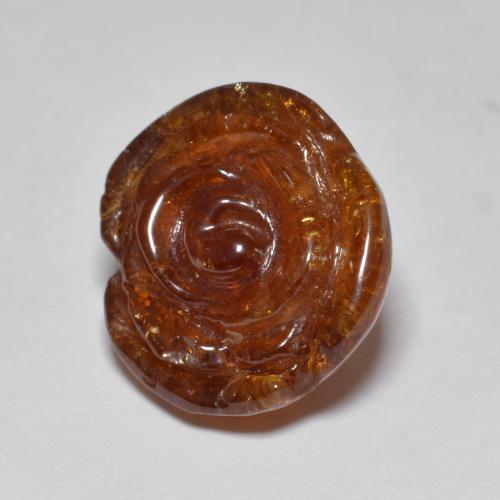 Orange feu Grenat Spessartite gemme - 10.5ct Rose gravée (ID: 579398)