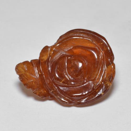 Grenat Spessartite Orange foncé Taille Fleur 13,11 ct du Mozambique, Dimension 17,3 x 13,5mm, Pierre gemme naturelle Non traité, pureté Translucide, 1 pièce Grenat Spessartite carved rose, dureté de Mohs de 6.5 à 7.5 convient aux bijoux de tous les jours, pierre de sagesse, Photo A