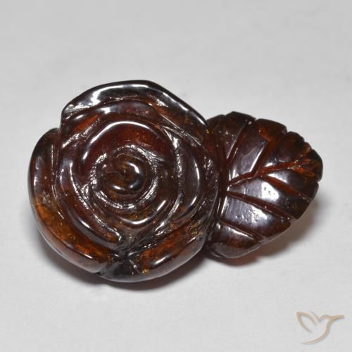 22.04ct Natural Dark Orange Spessartite Garnet, Flower Cut, Translucent