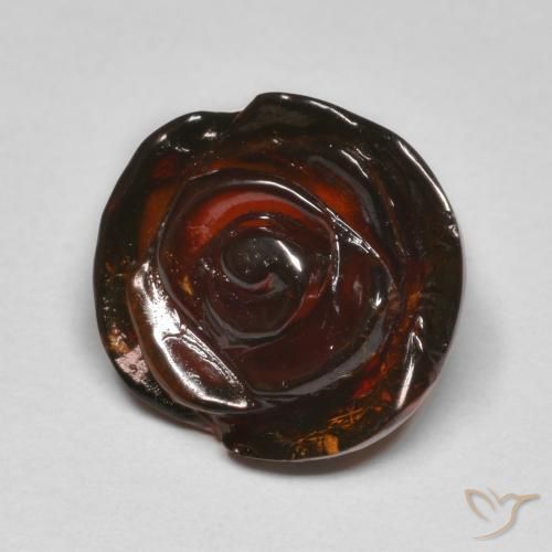 Grenat Spessartite Rouge foncé Taille Fleur 11,6 ct du Mozambique, Dimension 13,9 x 13,1mm, Pierre gemme naturelle Non traité, pureté Translucide, 1 pièce Grenat Spessartite carved rose, dureté de Mohs de 6.5 à 7.5 convient aux bijoux de tous les jours, pierre de sagesse, Photo A