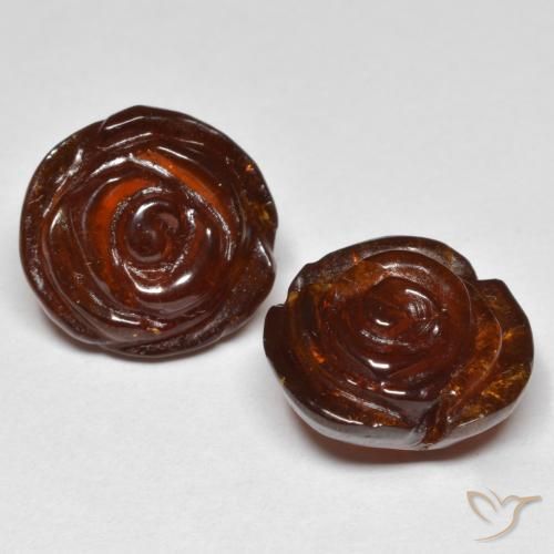27.81 ctw Orange Spessartite Garnet Stones, Natural Spessartite Garnet in Carved Rose Shape for Sale