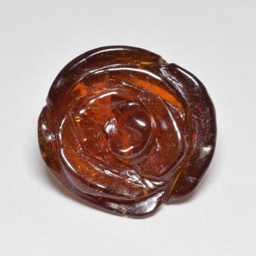 Grenat Spessartite Brun carved rose du Mozambique, 14,6 x 13,5mm, poids de 13,6 ct, pierre gemme naturelle Non traité de pureté Translucide, 1 pièce Grenat Spessartite, couleur Brun cannelle profond, dureté Mohs de 6.5 à 7.5 convient aux bijoux de tous les jours, pierre de sagesse, Photo A