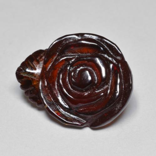 红棕色 锰铝榴石 Gem - 15.5ct 玫瑰雕刻 (ID: 587724)