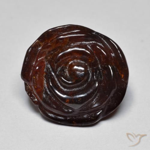19.72ct Flower Cut Warm Brown Spessartite Garnet from Mozambique, Dimension 15.6x14.3 mm, Natural untreated Gemstone, Translucent Clarity, 1pc Carved Rose Spessartite Garnet, Mohs Hardness of 6.5 - 7.5 suitable for daily wear jewelry, Photo A