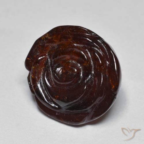 19.72 ct Brown Spessartite Garnet Stone, Natural Spessartite Garnet in Carved Rose Shape for Sale