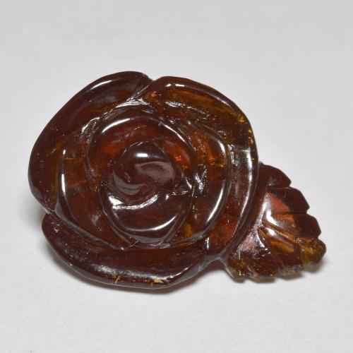 Fire Orange Spessartin-Granat Edelstein - 19ct Geschnitzte Rose (ID: 587790)