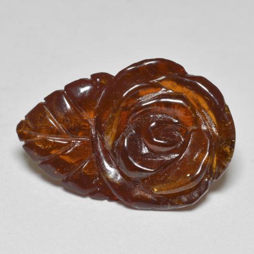 Dark Orange Spessartin-Granat Edelstein - 15.1ct Geschnitzte Rose (ID: 587791)