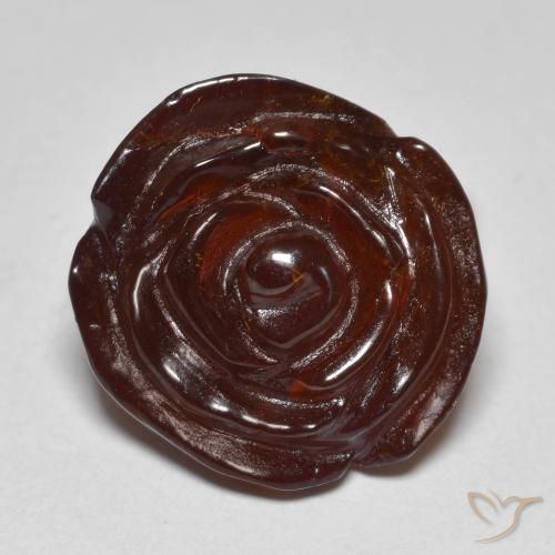 17.78 ct Brown Spessartite Garnet Stone, Natural Spessartite Garnet in Carved Rose Shape for Sale