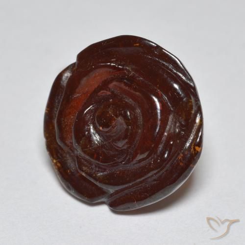 16.27ct Carved Rose Brown Spessartite Garnet from Mozambique, Dimension 14.5x14.5 mm, Natural untreated Gemstone, Translucent Clarity, 1 piece Spessartite Garnet in Reddish Brown Color, Mohs Hardness of 6.5 - 7.5 suitable for daily wear jewelry, Photo A