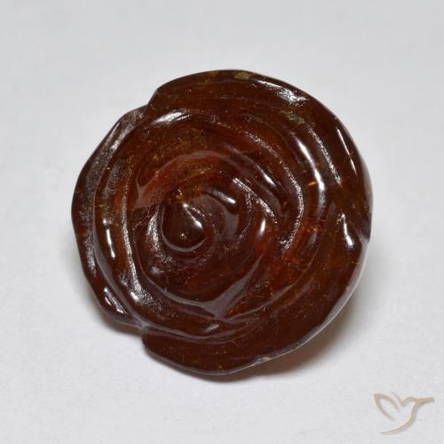 15.68 ct Brown Spessartite Garnet Stone, Natural Spessartite Garnet in Carved Rose Shape for Sale