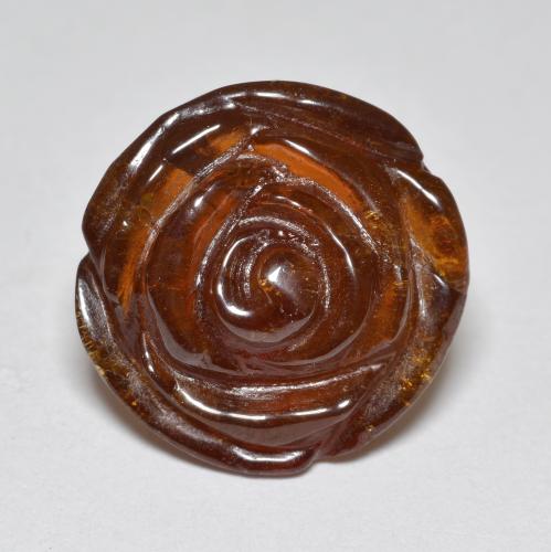 Dark Orange Spessartin-Granat Edelstein - 17.1ct Geschnitzte Rose (ID: 587797)