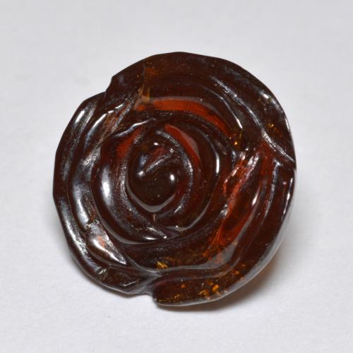 Dark Red Spessartite Garnet Gem - 15ct Carved Rose (ID: 588717)