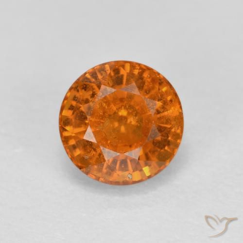 0.56 ct Orange Spessartite Garnet Gemstone, Spessartite Garnet Gem in Round Facet Shape for Sale.