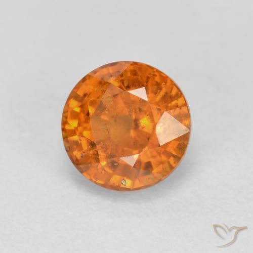 0.56 ct Orange Spessartite Garnet Stone, Natural Spessartite Garnet in Round Facet Shape for Sale