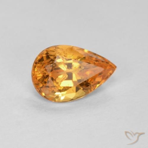 Grenat spessartite orange de 0,58 ct, taille poire de 6,1 x 4 mm du Mozambique, Photo A