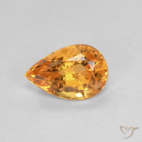 0.58 ct Orange Spessartite Garnet Stone, Natural Spessartite Garnet in Pear Facet Shape for Sale