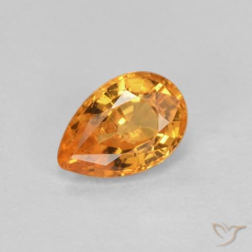 0.58 ct Orange Spessartite Garnet Stone, Natural Spessartite Garnet in Pear Facet Shape for Sale