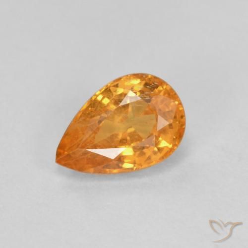 0.58 ct Orange Spessartite Garnet Stone, Natural Spessartite Garnet in Pear Facet Shape for Sale