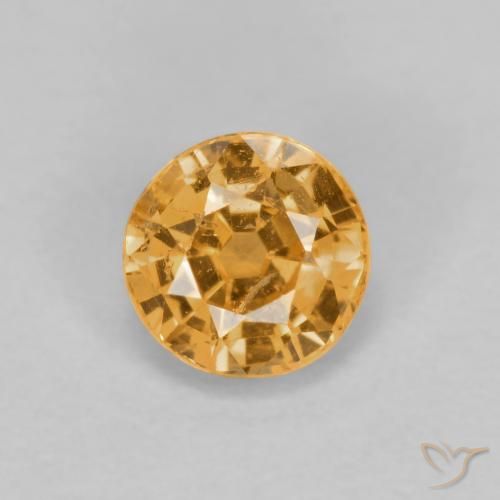 0.52ct Natural Medium Orange Spessartite Garnet, Round, VS