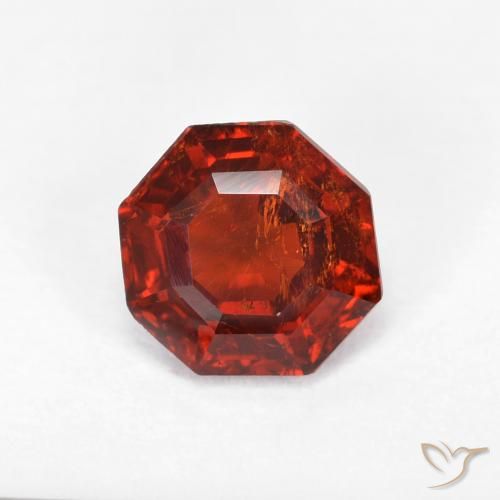 Grenat Spessartite Rouge Octogone / coupe Émeraude 6,1 x 6mm du Mozambique, poids de 1,33 ct, pierre gemme naturelle Non traité de pureté si, 1 pièce Grenat Spessartite asscher cut, couleur : Rouge groseille, dureté de Mohs de 6.5 à 7.5 convient aux bijoux de tous les jours, pierre de sagesse, Photo A
