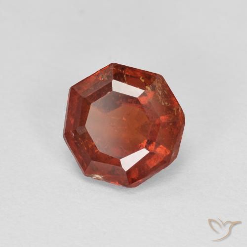 1.21 ct Orange Spessartite Garnet Stone, Natural Spessartite Garnet in Octagon Step Cut Shape for Sale