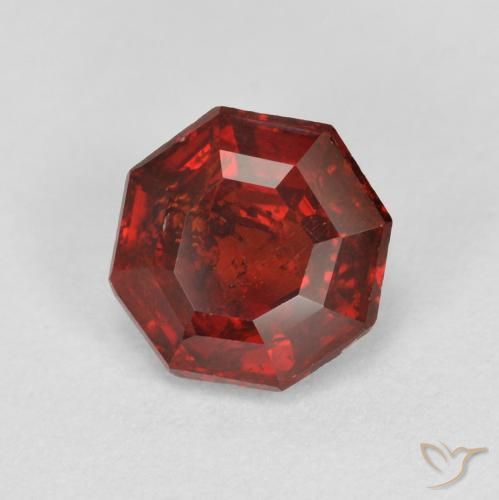 1.30 ct Red Spessartite Garnet Stone, Natural Spessartite Garnet in Asscher Cut Shape for Sale