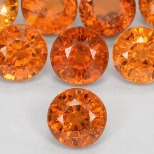 0.57 ctw Orange Spessartite Garnet Gemstones, Spessartite Garnet Gems in Round Facet Shape for Sale.