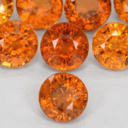 0.57 ctw Orange Spessartite Garnet Stones, Natural Spessartite Garnet in Round Facet Shape for Sale