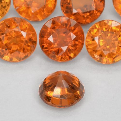 Spessartite Garnet Gemstones in 3.7 mm Size for Sale, Spessartite Garnet Stones in Deep Orange Color