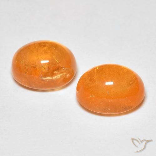 Spessartite Garnet Gemstones in 7.6 x 5.8 mm Size for Sale, Spessartite Garnet Stones in Medium Orange Color