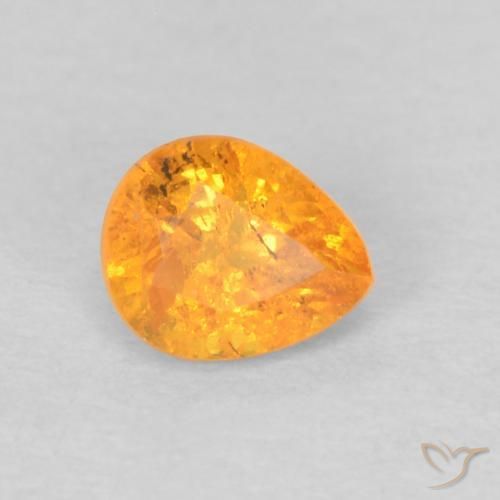0.38 ct Orange Spessartite Garnet Stone, Natural Spessartite Garnet in Pear Facet Shape for Sale
