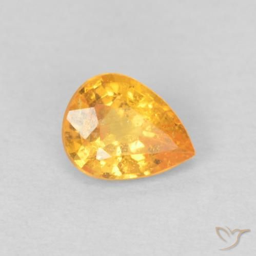 0.42 ct Golden Spessartite Garnet Stone, Natural Spessartite Garnet in Pear Facet Shape for Sale